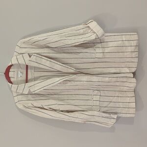 J. Jill Cream Blazer with Thin Black Stripes